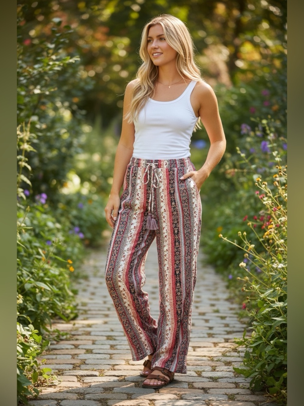 🫶🏻 Kate & Sam Boho Stripe Wide-Leg Pants